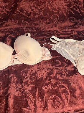 Light Pink Push-Up Bra and Lace Bikini Set 38D XL